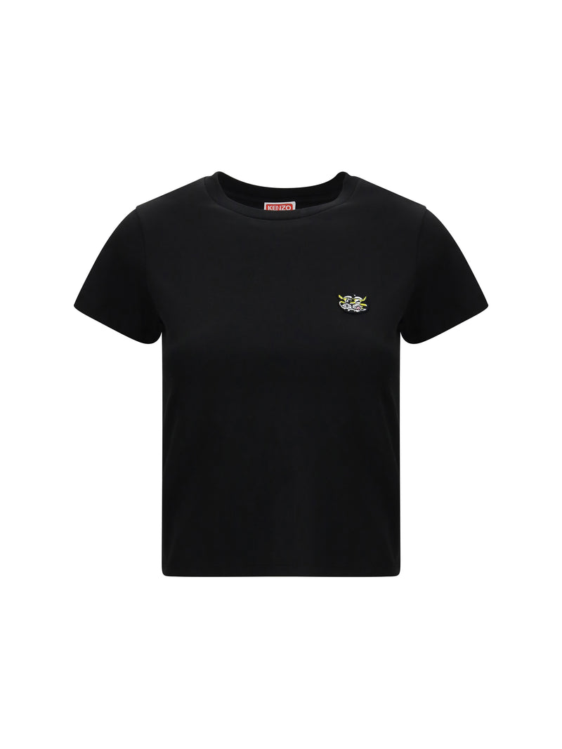 Kenzo Kenzo Wild Tiger Embroidered Cotton T-shirt Black - World Class Fashion