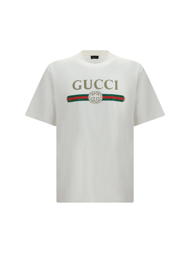 Gucci Gucci Printed Silk-blend Jersey T-shirt Off White - World Class Fashion