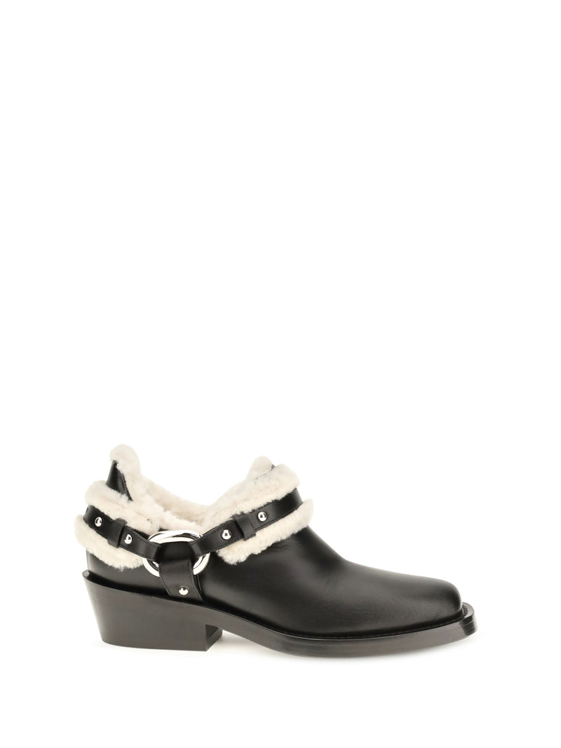 Rabanne Rabanne Shearling Trim Biker Ankle Boots Black - World Class Fashion