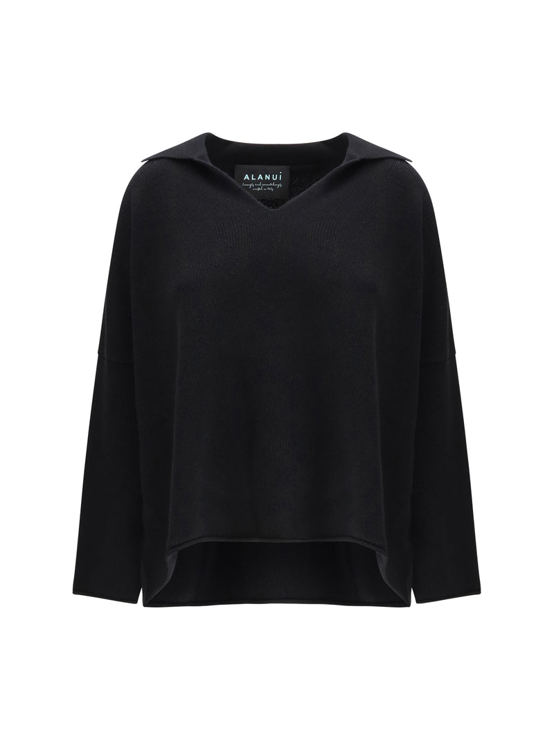 Alanui Alanui Sweater With Polo Collar Black - World Class Fashion