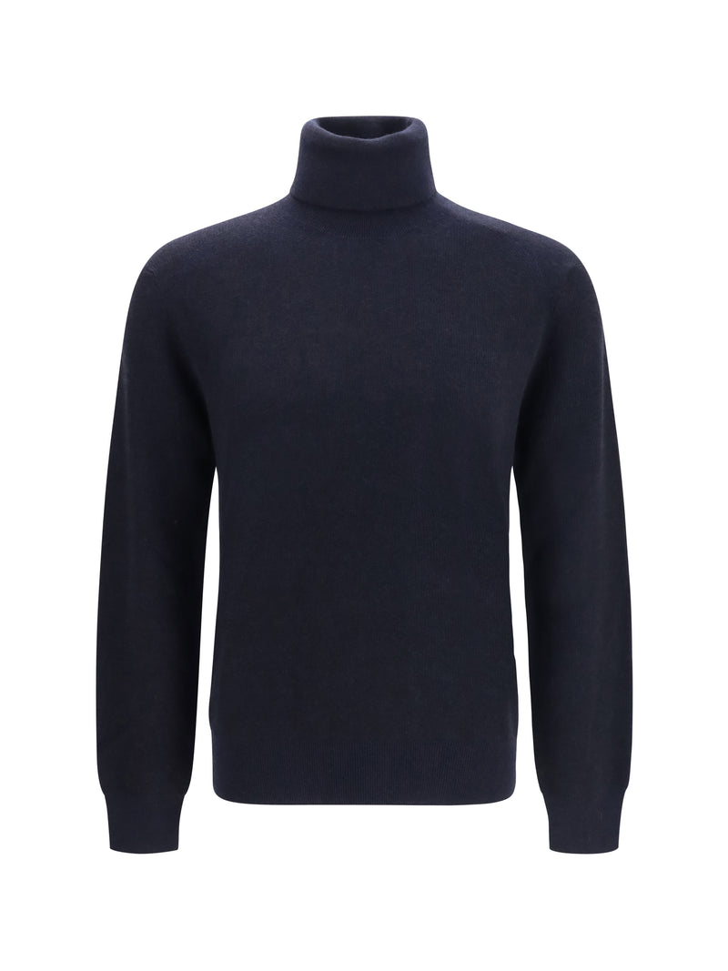 Brioni Brioni Wool and Cashmere Turtleneck Sweater Navy/Black - World Class Fashion
