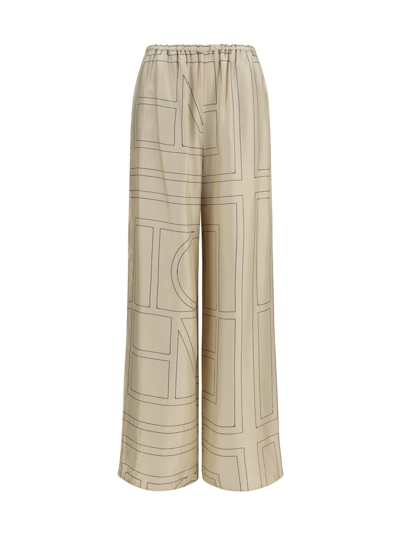 Toteme Pantalones Monogram de Seda Toteme Color Marfil para Mujer - World Class Fashion