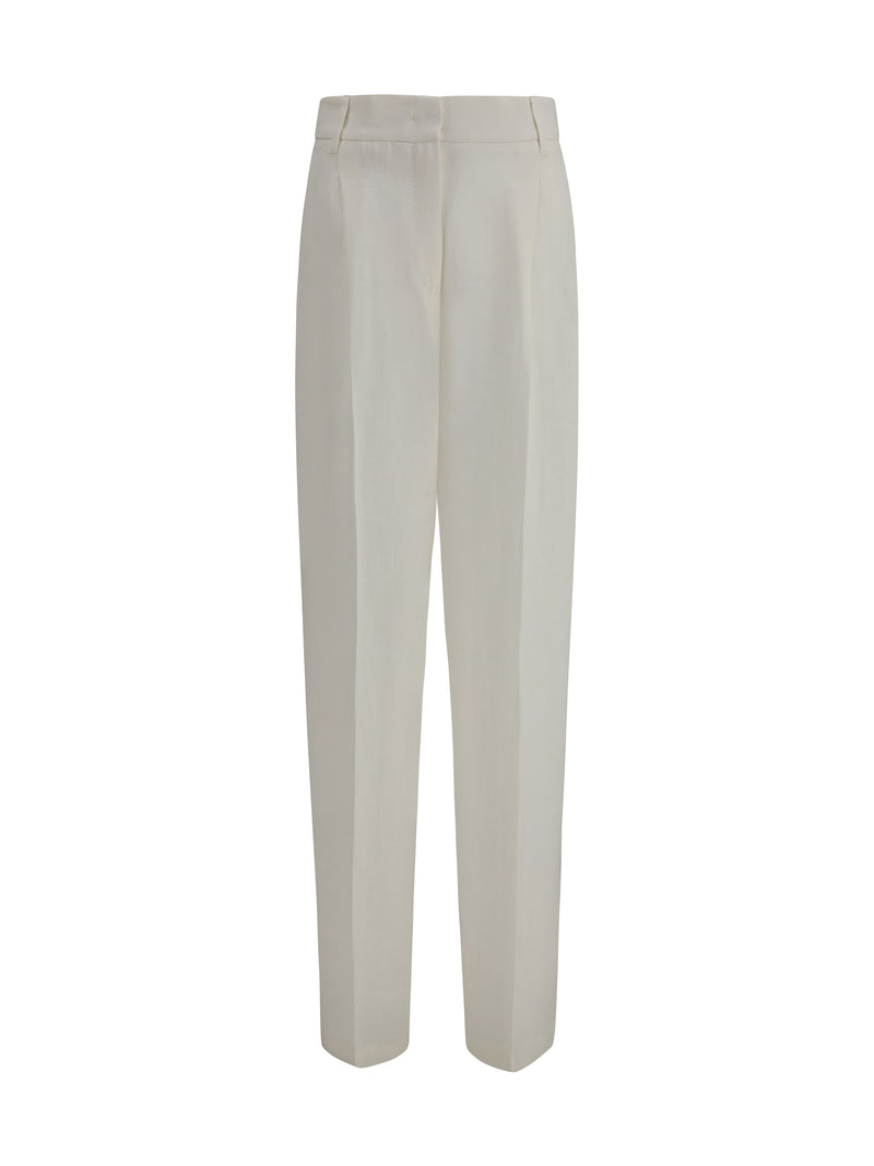 Max Mara Studio Max Mara Studio Pantalón de Lino Mstsumero Naturale - World Class Fashion