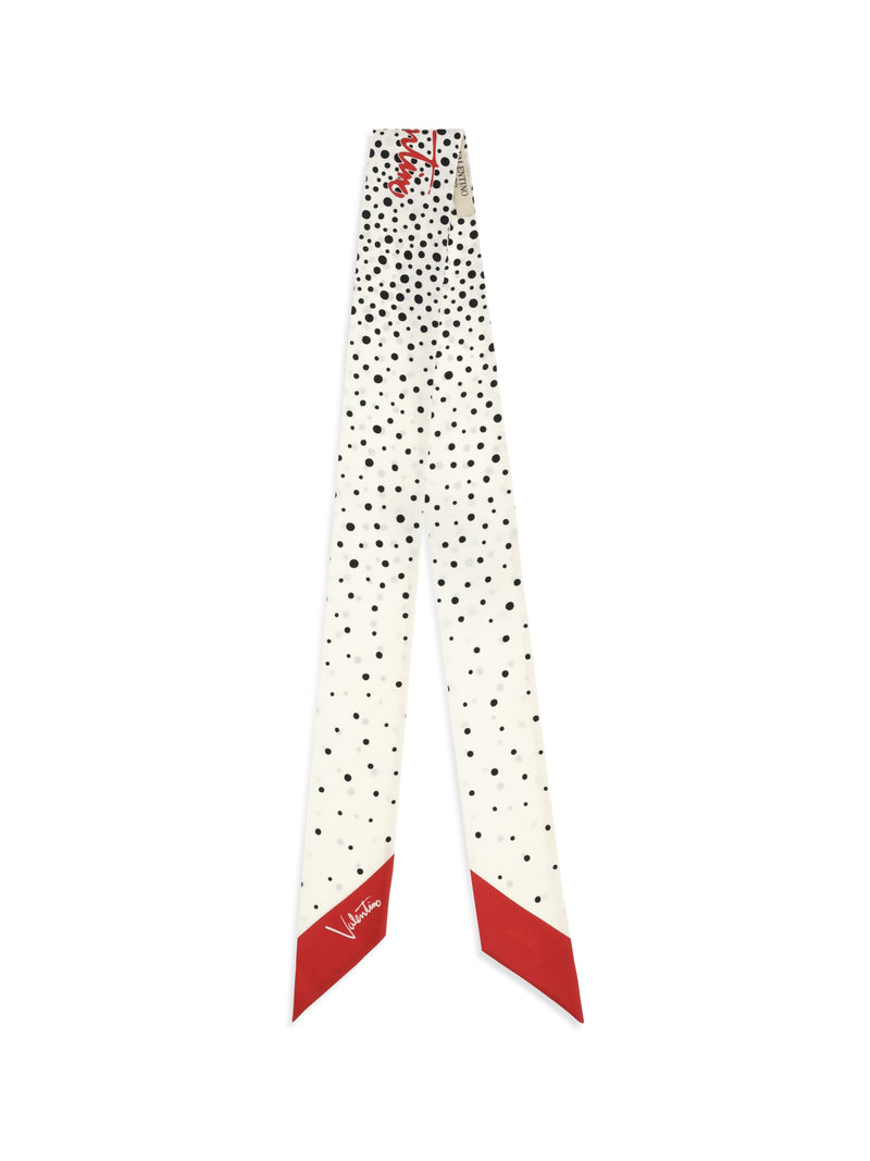 Valentino Garavani Valentino Garavani Silk Little Stars Scarf Vaniglia-Nero-Rosso - World Class Fashion