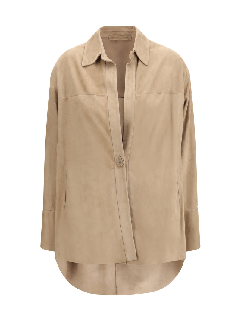 Salvatore Santoro Salvatore Santoro Suede Shirt Sand Women - World Class Fashion