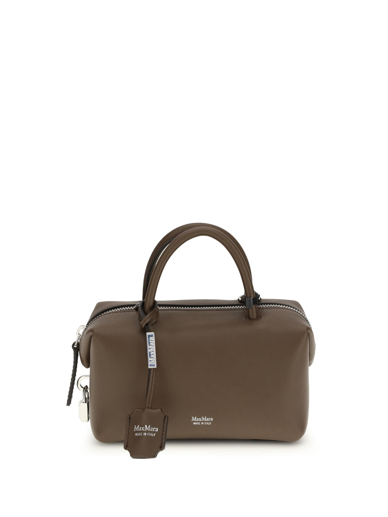 Max Mara Max Mara Holdalls Leather Handbag Dark Brown - World Class Fashion