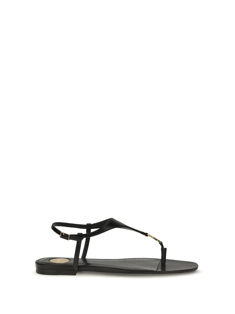 Saint Laurent Saint Laurent Cassandre Leather Sandals Nero - World Class Fashion