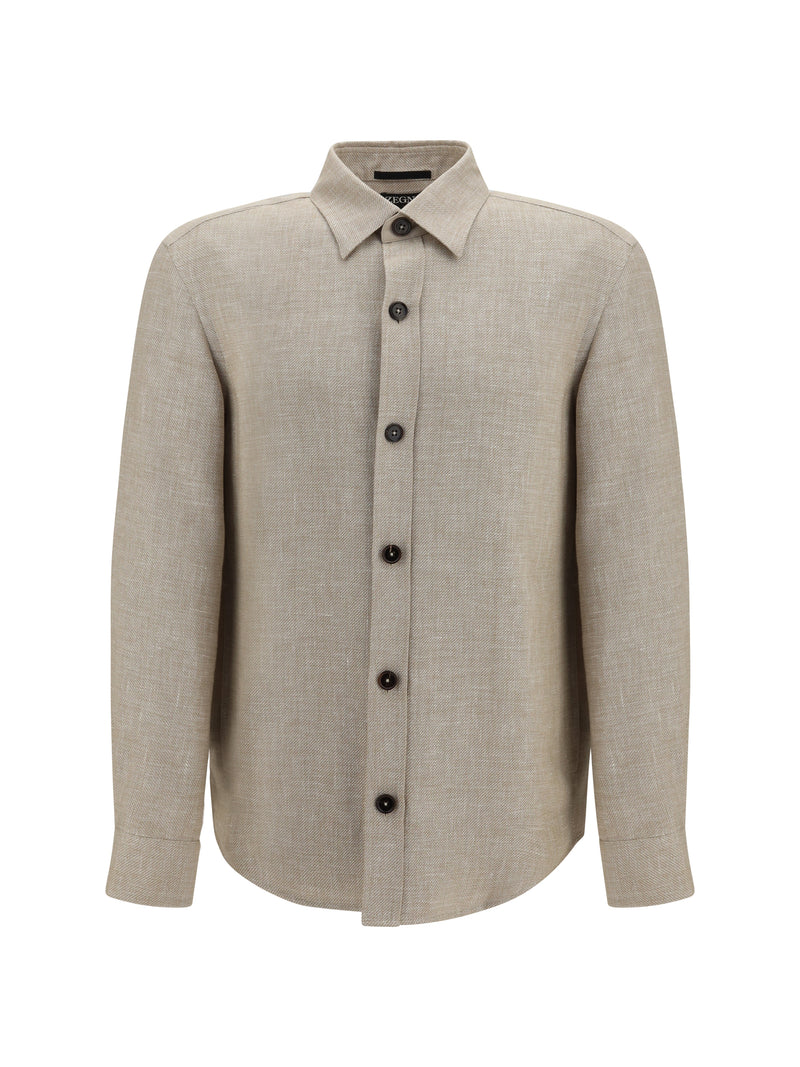Zegna Zegna Crossover Overshirt Linen Wool Silk Blend 054 - World Class Fashion