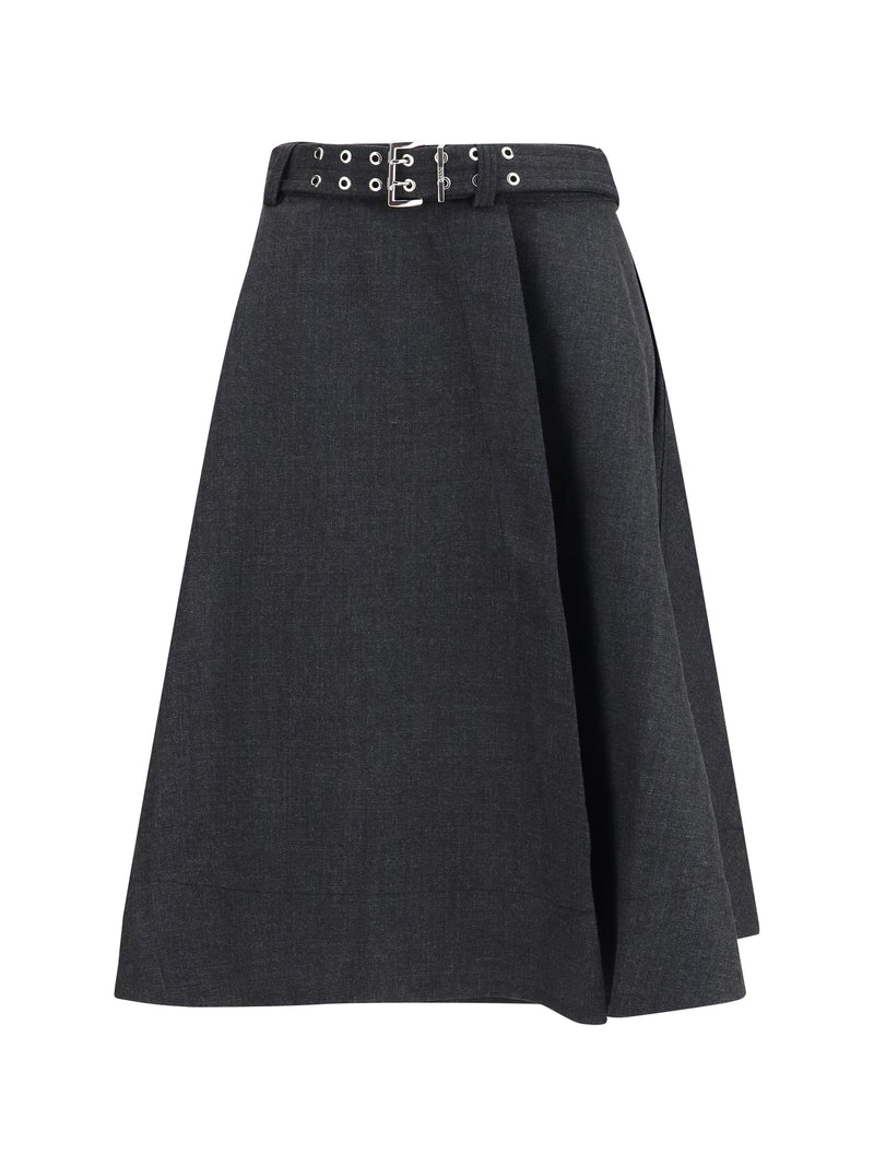 Ganni Ganni Wool Wrap Skirt Phantom Women - World Class Fashion