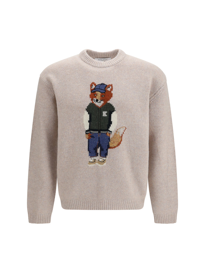 Maison Kitsuné Maison Kitsuné Dressed Fox Wool-blend Sweater Moon Beige - World Class Fashion