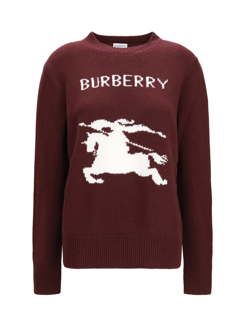 Burberry Burberry Cashmere Wool Sweater Knight Motif Plum Purple - World Class Fashion