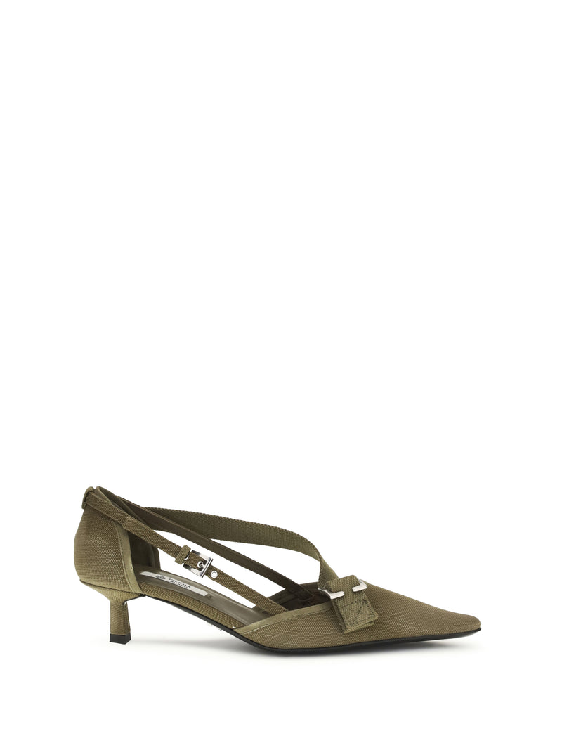 Prada Zapatos de tacón Prada de algodón color militar para mujer - World Class Fashion