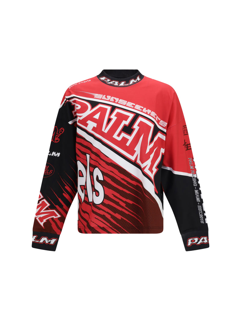 Palm Angels Palm Angels Racing Long-sleeved T-shirt Red Black - World Class Fashion