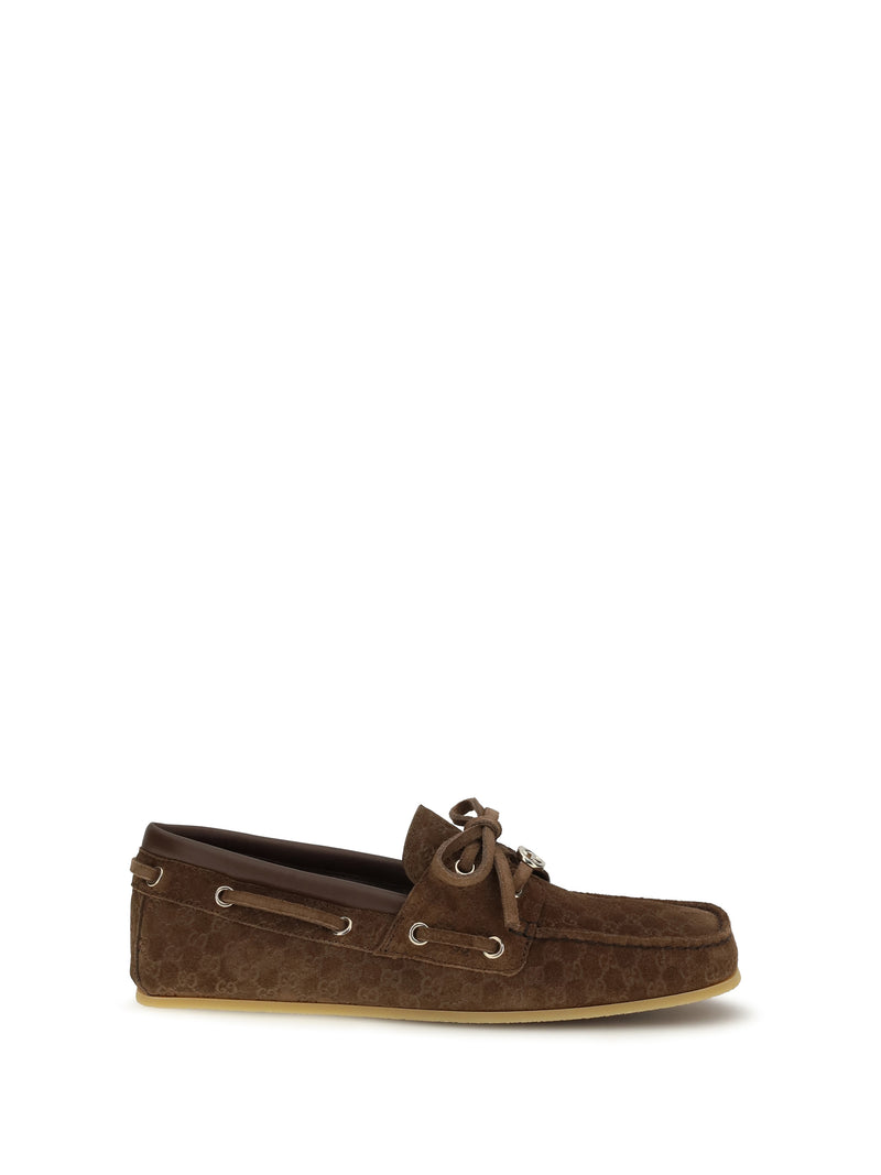 Gucci Gucci Suede Boat Loafers Pretty Chestnut/Marron - World Class Fashion