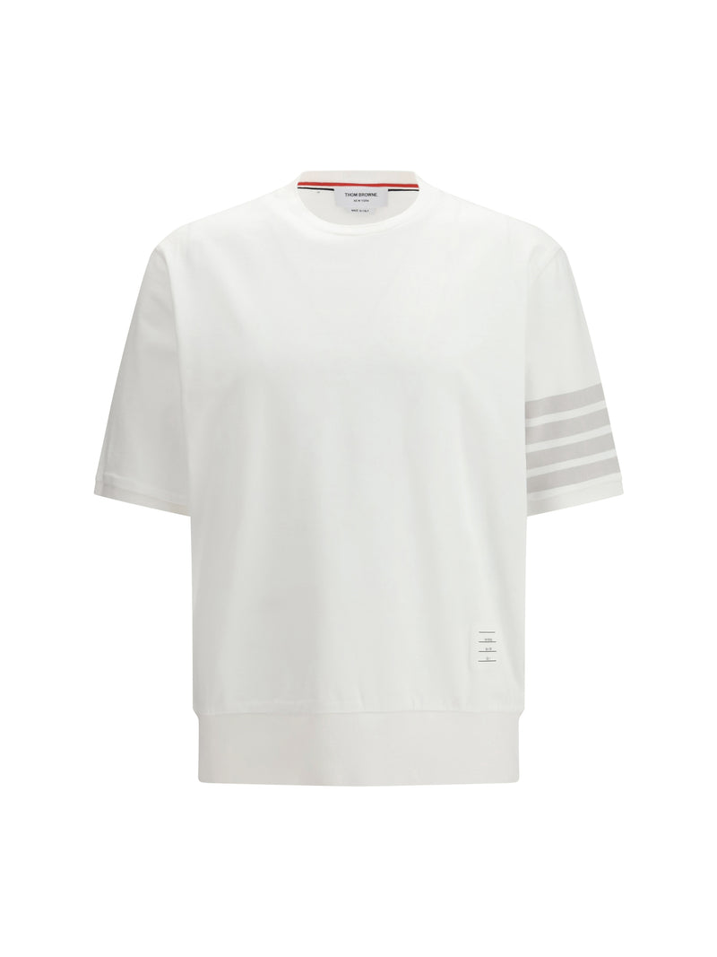 Thom Browne Camiseta de algodón con 4 barras de Thom Browne en blanco - World Class Fashion