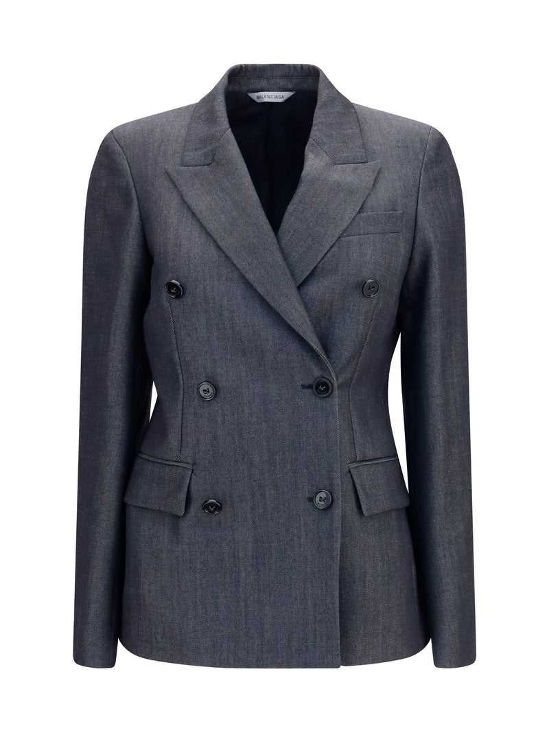 Balenciaga Balenciaga Double-breasted Wool Blazer Dark Navy - World Class Fashion