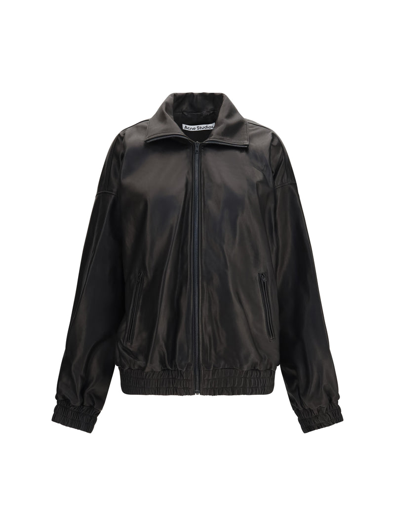 Acne Studios Acne Studios Leather Jacket High Collar Black - World Class Fashion