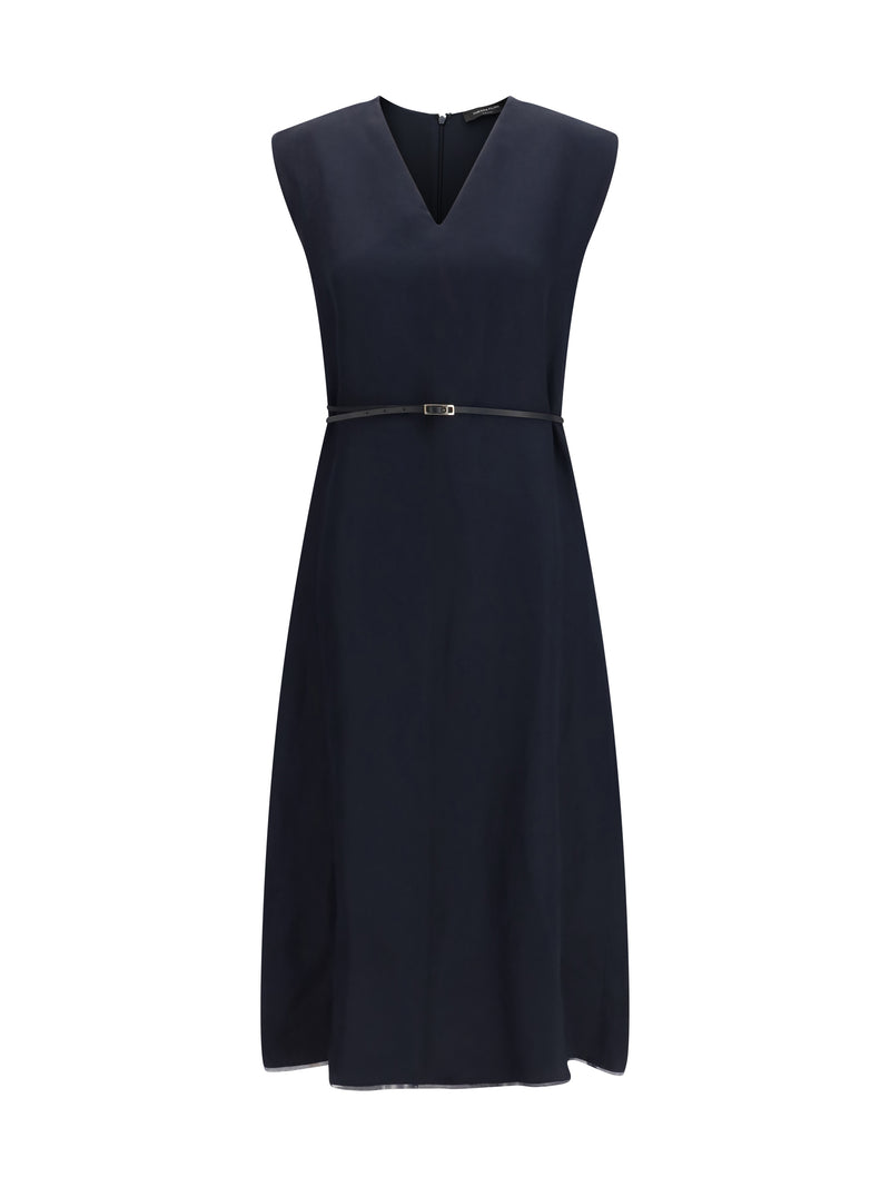 Fabiana Filippi Fabiana Filippi V-neck Belted Dress Blu Notte - World Class Fashion