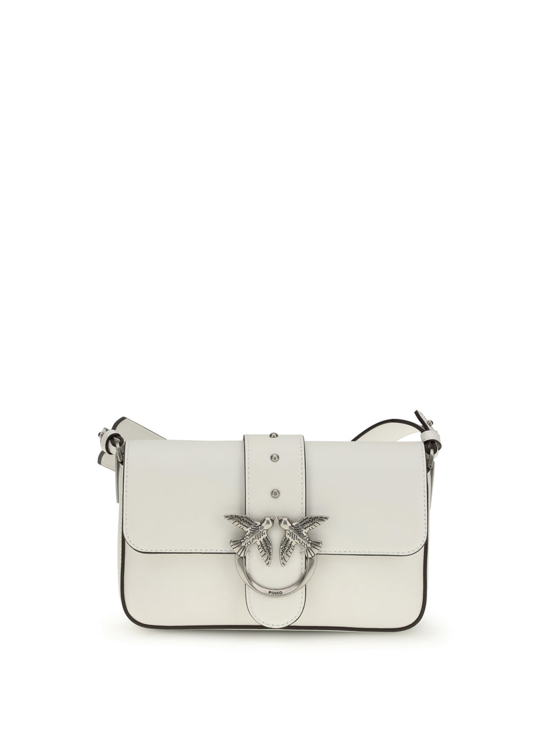 Pinko Pinko Mini Love Shoulder Bag Bianco Nembo-Old Silver - World Class Fashion