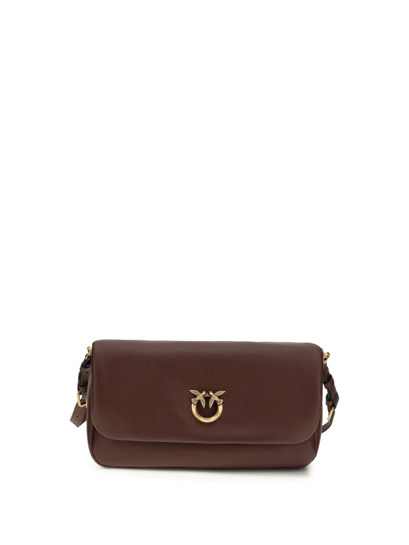 Pinko Pinko Baguette Soft Shoulder Bag Burgundy Wine-Antique Gold - World Class Fashion