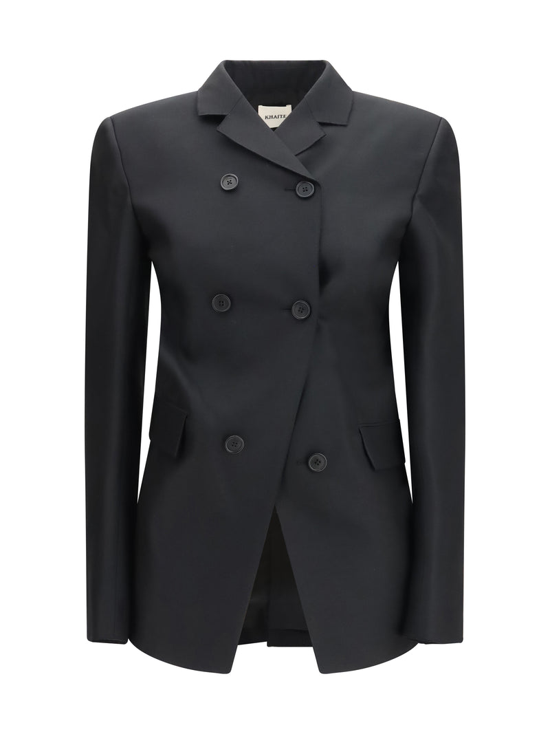 Khaite Khaite Rolo Double-breasted Silk Wool Blazer Black - World Class Fashion