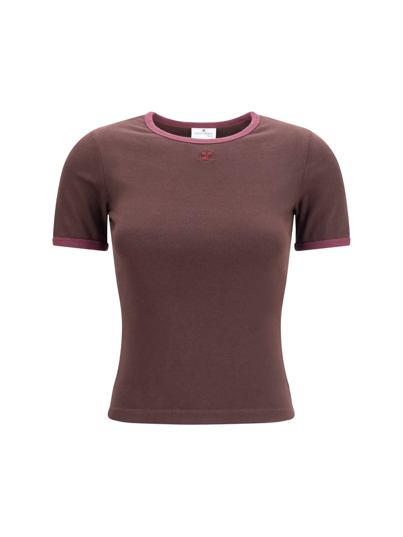 Courrèges Courrèges Cotton T-shirt Burnt Red/Deep Grenat - World Class Fashion