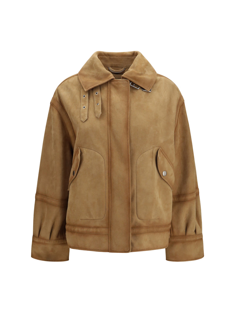 Ermanno Scervino Ermanno Scervino Suede Aviator Bomber Jacket Tannin - World Class Fashion