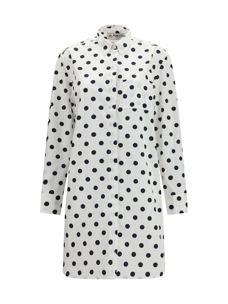 Fiorucci Fiorucci Polka-dot Midi Shirt Dress White - World Class Fashion