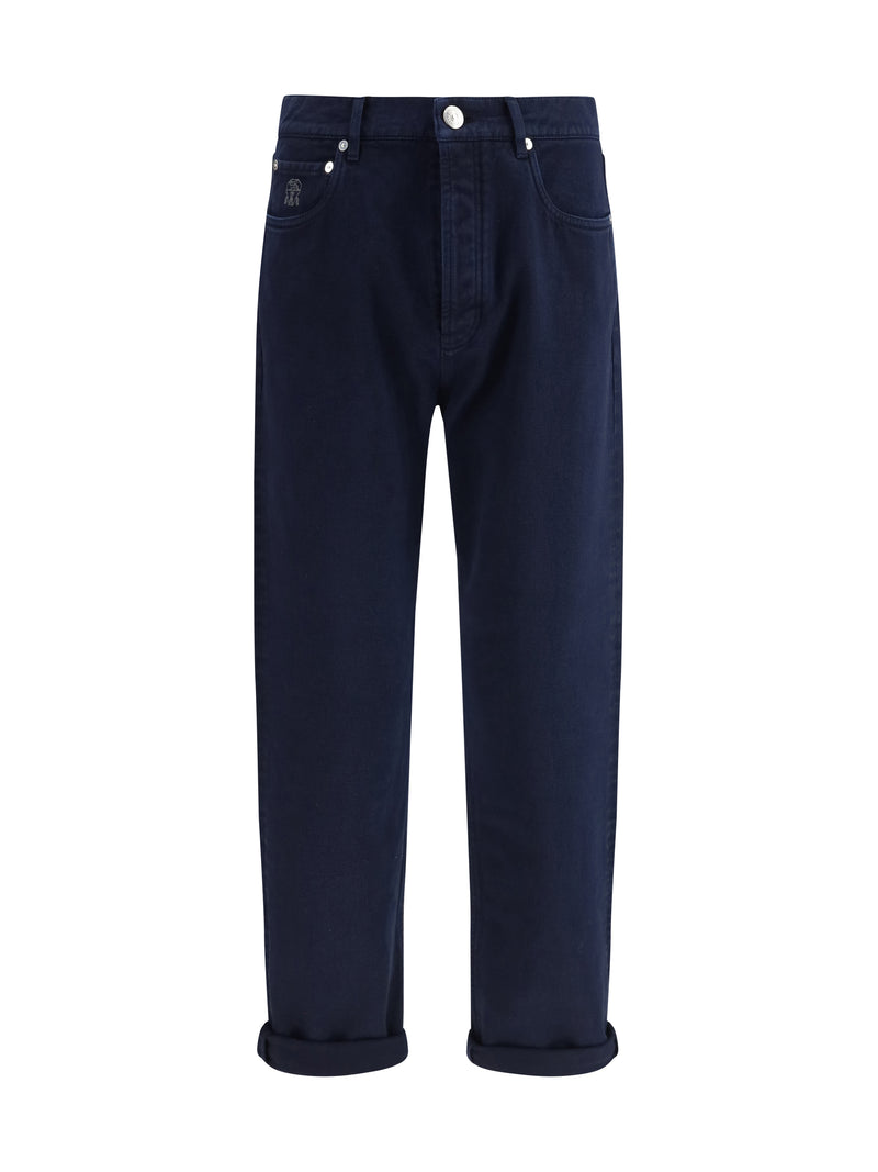 Brunello Cucinelli Brunello Cucinelli Garment-dyed Denim Pants Navy - World Class Fashion