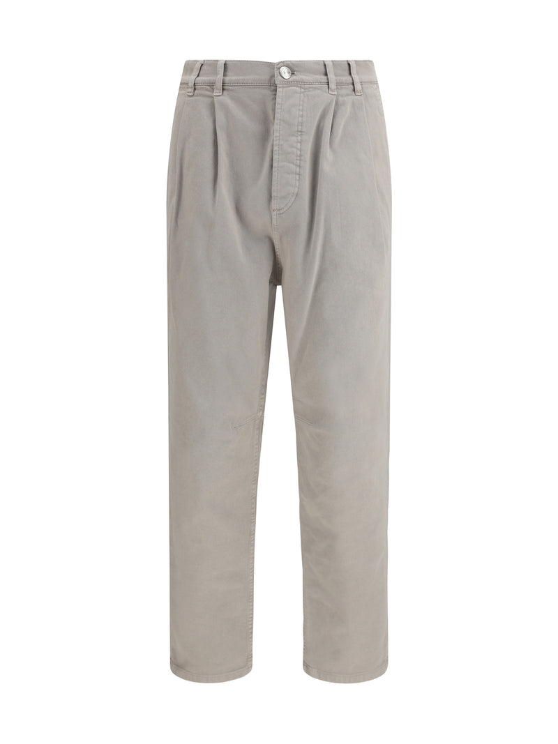 Brunello Cucinelli Brunello Cucinelli Stretch Canvas Pants Brown Freddo - World Class Fashion