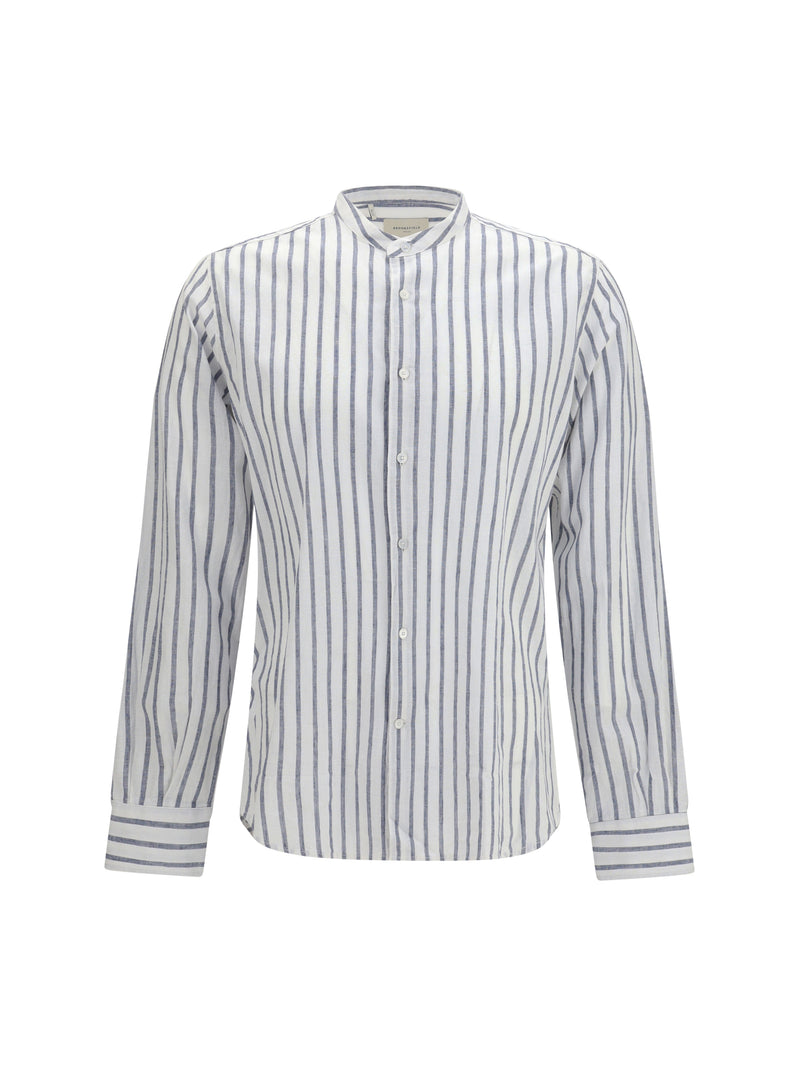 Brooksfield Brooksfield Slim Fit Spread Collar Shirt Latte/Blu - World Class Fashion