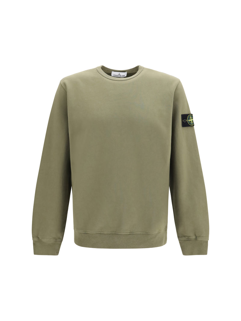 Stone Island Stone Island Crewneck Cotton Sweatshirt Military Green - World Class Fashion