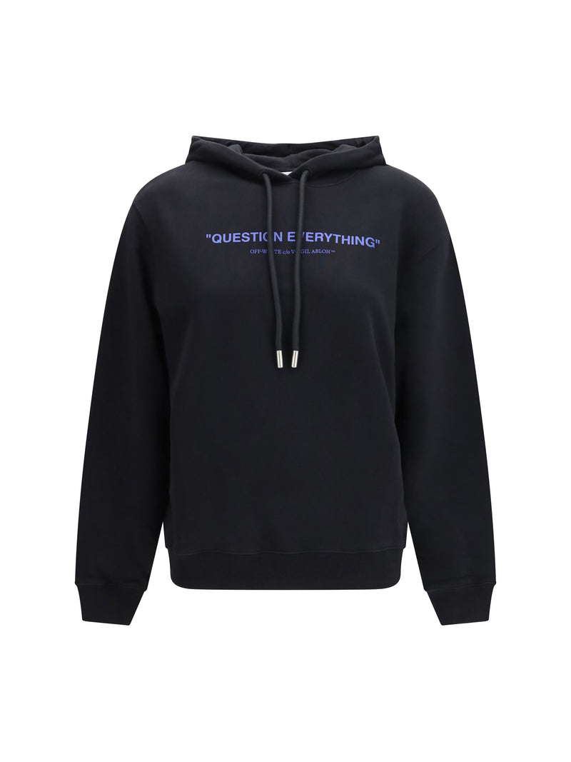Off-white Off-white Question Everything Hoodie Black-Electric Blue - World Class Fashion