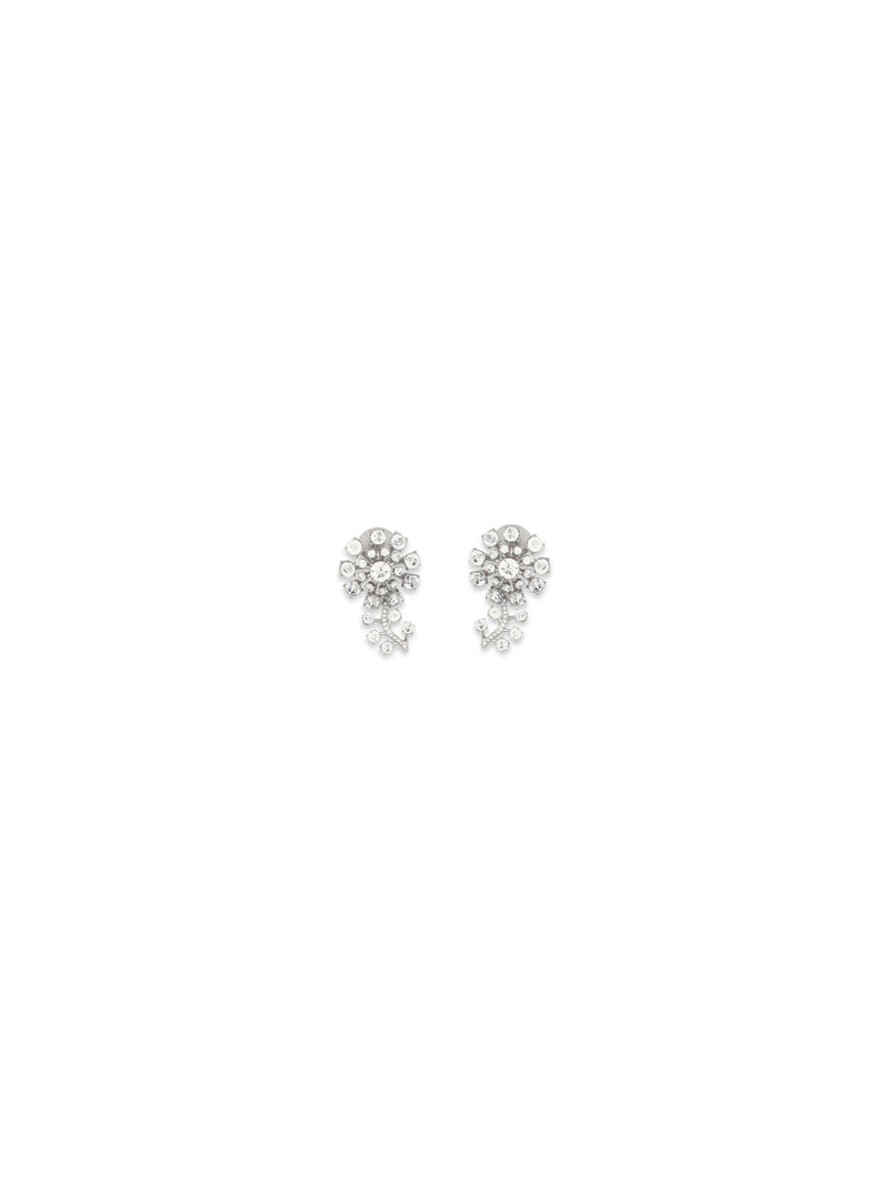 Self-portrait Self-portrait Crystal Flower Earrings Silver - World Class Fashion