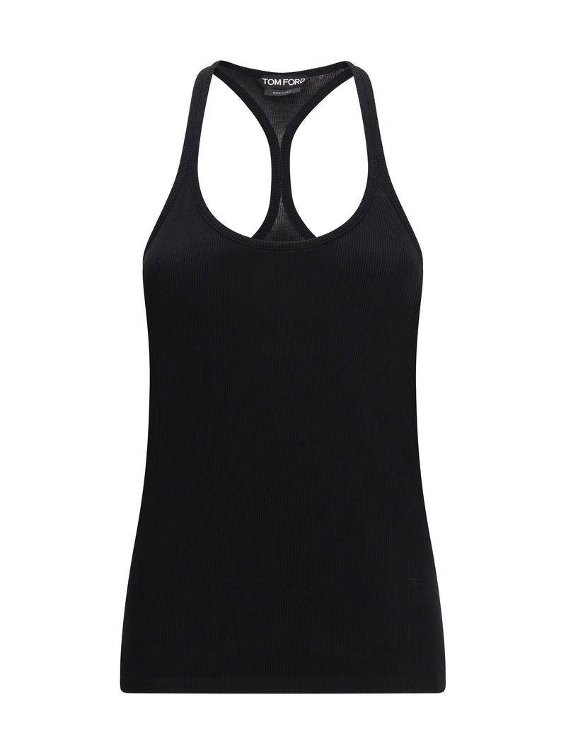 Tom Ford Tom Ford Silk-blend Ribbed Jersey Tank Top Black - World Class Fashion