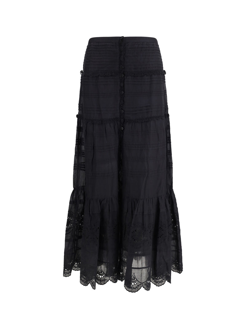 Marant Étoile Marant Étoile Paoline Long Cotton Skirt Black - World Class Fashion