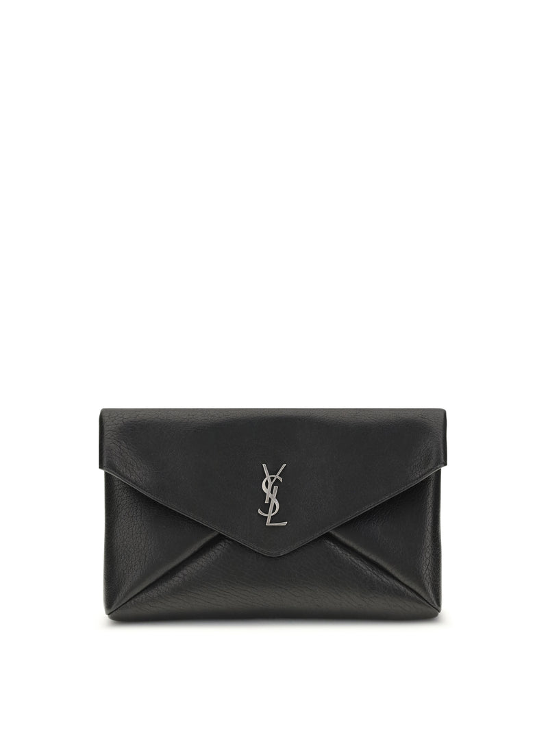 Saint Laurent Saint Laurent Cassandre Large Envelope Clutch Bag Nero - World Class Fashion