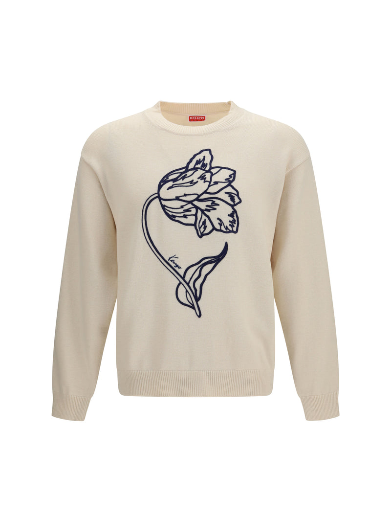 Kenzo Jersey de lana y algodón Kenzo Tulip Crudo - World Class Fashion
