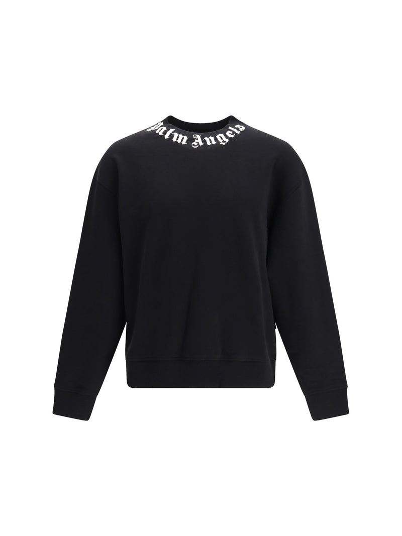 Palm Angels Palm Angels Cotton Crewneck Sweatshirt Black-Off White - World Class Fashion