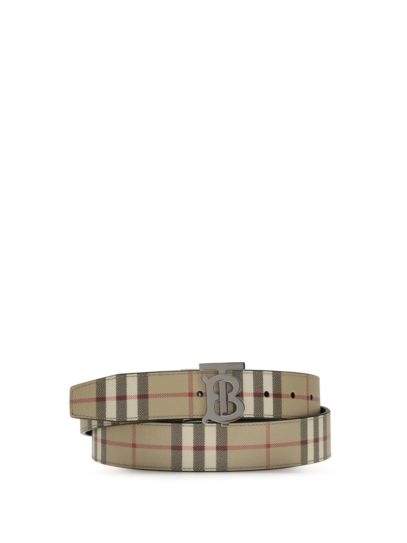 Burberry Burberry TB Reversible Check Belt Archive Beige/Silver - World Class Fashion