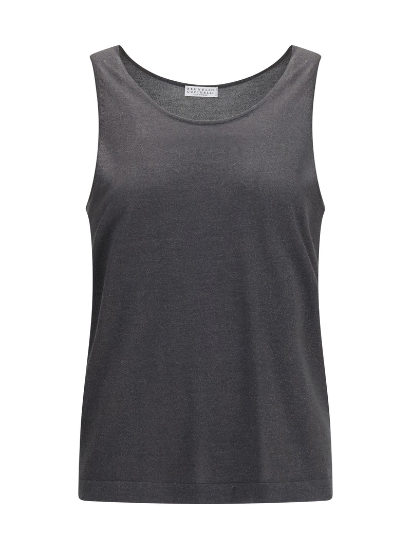 Brunello Cucinelli Brunello Cucinelli Luminous Knit Tank Top Piombo - World Class Fashion