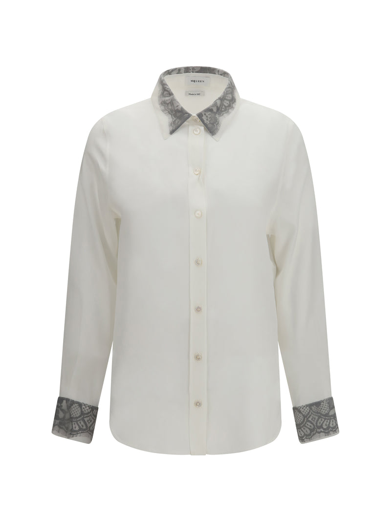 Alexander McQueen Alexander McQueen Floral Lace Detail Shirt Light Ivory - World Class Fashion