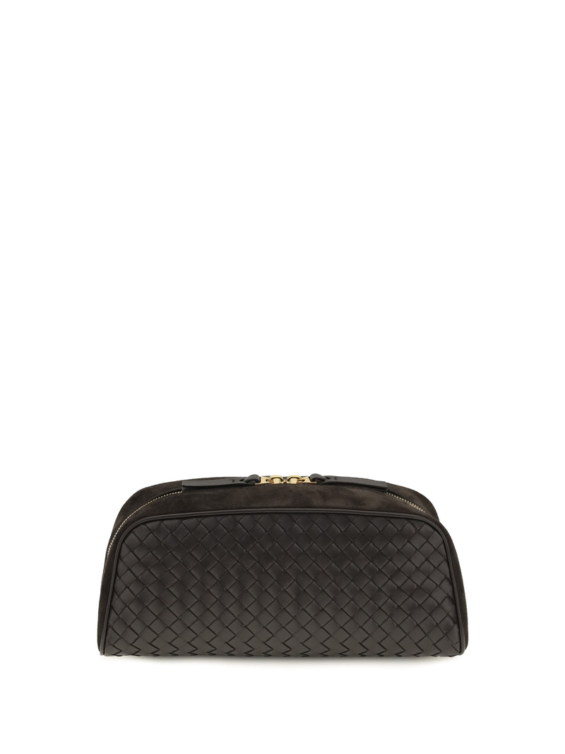 Bottega Veneta Bottega Veneta Pouch Grande Nodo Espresso-Dorado - World Class Fashion