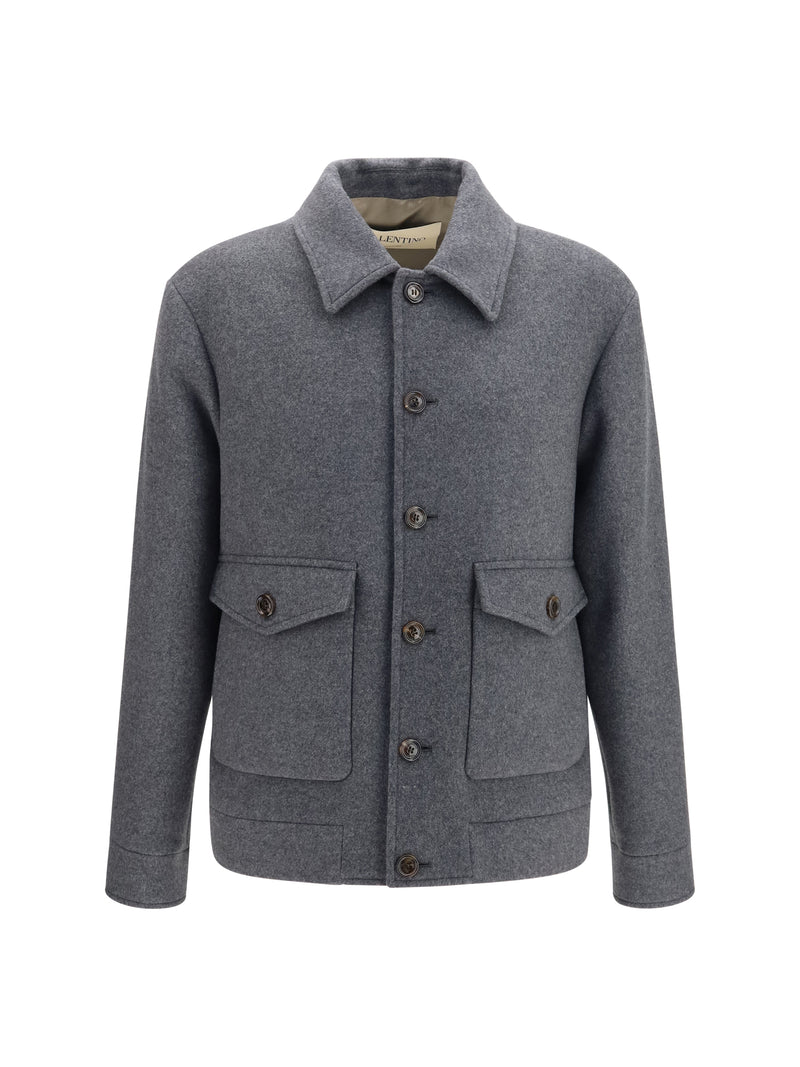 Valentino Valentino Wool and Cashmere Jacket Dark Grey - World Class Fashion