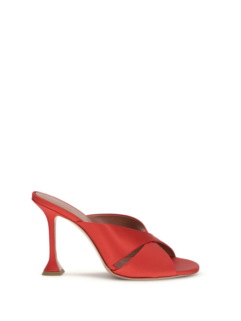 Amina Muaddi Amina Muaddi Salma Satin Sandals Red - World Class Fashion