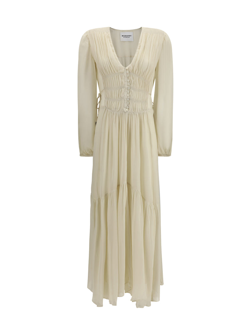Marant Étoile Marant Étoile Buttoned Sheer Long Dress Ecru - World Class Fashion