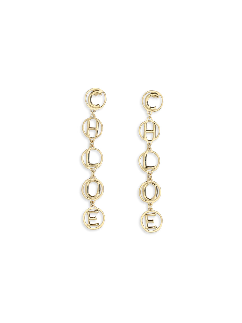 Chloe Chloé Script Drop Earrings Vintage Gold - World Class Fashion