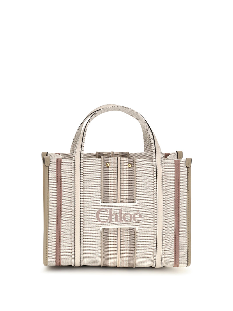 Chloe Chloé Small Woody Loop Canvas Tote Bag Nude - World Class Fashion