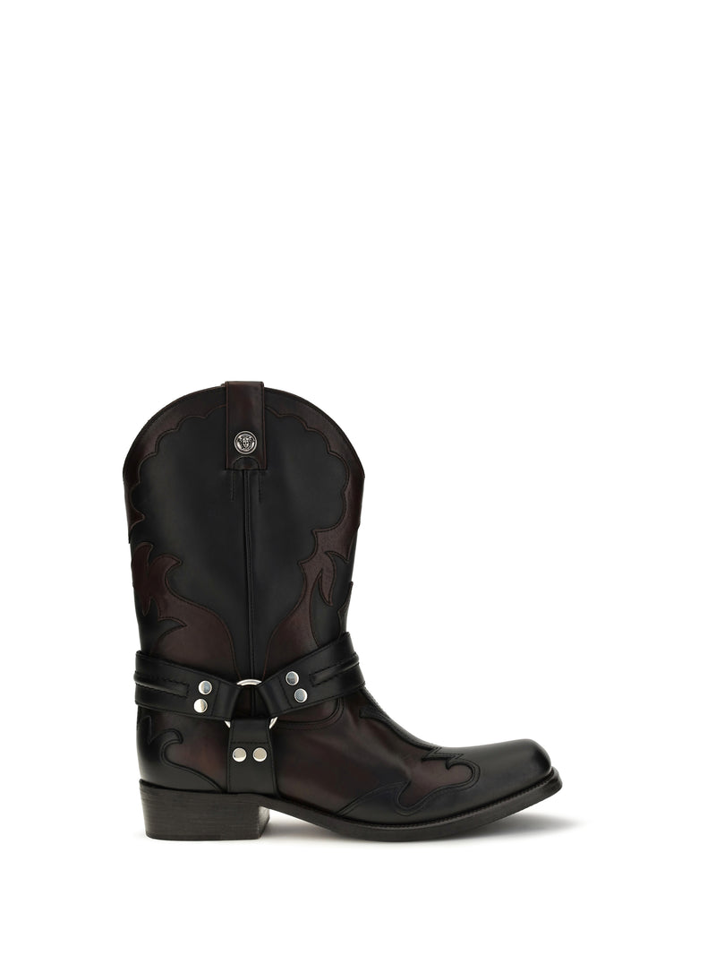 Versace Versace Sylvester Western Boots Black/Bordeaux - World Class Fashion
