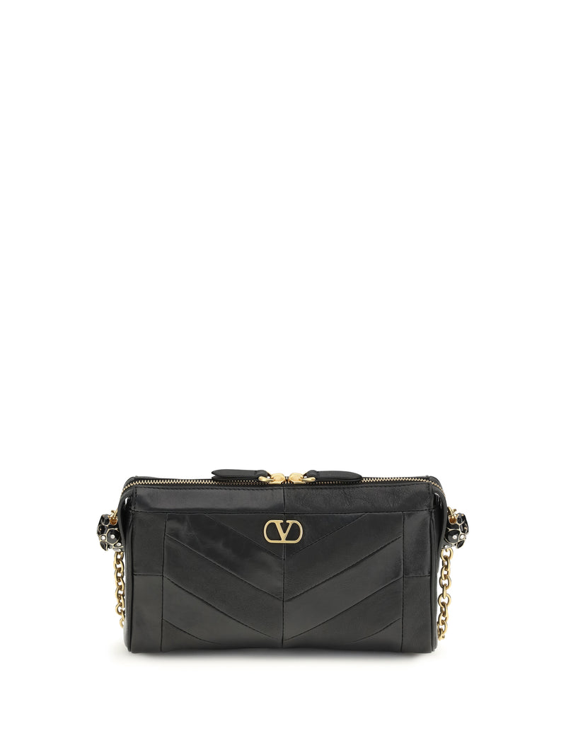 Valentino Garavani Valentino Garavani Panthea Small Chevron Shoulder Bag Nero - World Class Fashion